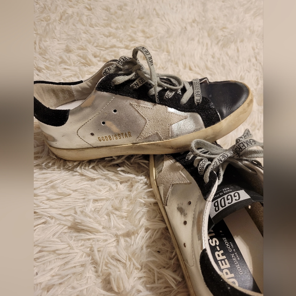 Black and silver leather Golden Goose Superstar Sneakers